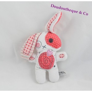 Doudou Rabbit TAPE A L'OEIL Tao rosa und weiß Spirale und Herz 19 cm