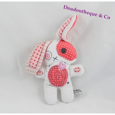 Doudou Conejo TAPE A L'OEIL Tao espiral rosa y blanca y corazón 19 cm
