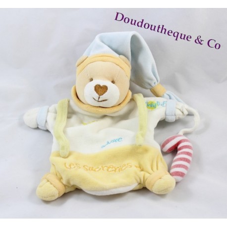 Doudou plat Ours Noé BABY NAT sucrerie marionnette Doudou plat Ours Noé BABY NAT sucrerie marionnette