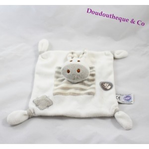 Doudou plat zèbre MGM DODO D'AMOUR gris blanc rayé 20 cm