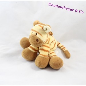 Doudou zèbre NOUKIE'S petit modèle rayé marron beige 20 cm