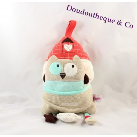 Doudou Hibou / Chouette mouchoir POMMETTE oiseau