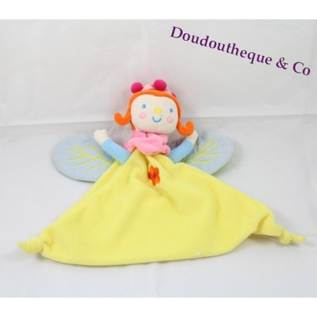 Doudou Fée Katherine Roumanoff jaune marionnette fleur Doudou Fée Katherine Roumanoff jaune marionnette fleur