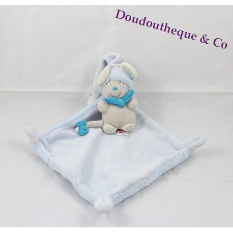 Doudou Taschentuch Maus NICOTOY blau grau Kappe 30 cm