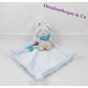 Doudou mouchoir souris NICOTOY bleu gris bonnet 30 cm
