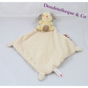 Flache Doudou Hund NICOTOY beige grau Etiketten