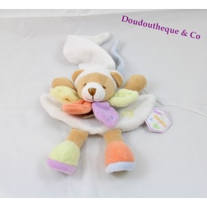 Doudou attache tétine Ours DOUDOU ET COMPAGNIE Nuage de Couleurs 15 cm