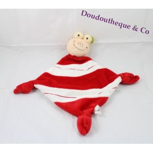 Doudou plat insecte CarréBlanc grenouille fourmi papillon rouge blanc losange