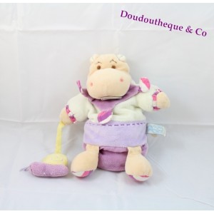 Doudou Marionette Nilpferd Leo Don und Firma Les Z' lila Amigolos