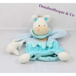 Doudou marionnette Anatole âne DOUDOU ET COMPAGNIE bleu dauphin