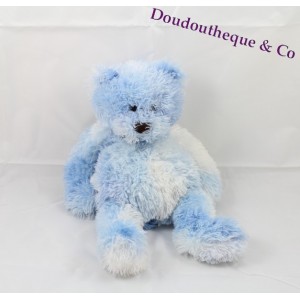  Peluche Ours blanc et bleu chiné CMP 28 cm