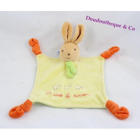 Doudou plat Ours NOUNOURS beige marron 4 noeuds "Au dodo le ninnin"