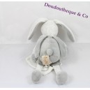 Fazzoletto da coniglio in peluche grigio bianco BABY NAT '24 cm ciuccio