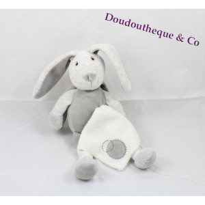 Fazzoletto da coniglio in peluche grigio bianco BABY NAT '24 cm ciuccio