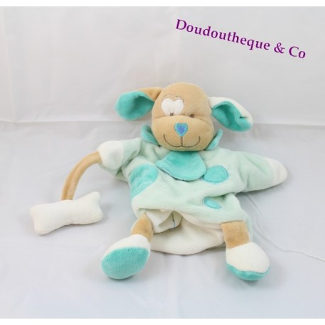 Doudou DOUDOU and company turquoise green bone dog puppet