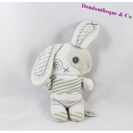 Doudou conejo TAPE A L'OEIL TAO semi plana gris blanco 18 cm