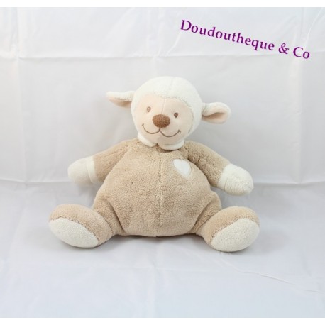 Doudou Mouton Noa NATTOU beige et cœur blanc 