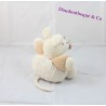 Peluche Souris KALOO Feuille nature beige et blanc 18 cm