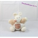 Peluche Souris KALOO Feuille nature beige et blanc 18 cm