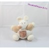 Peluche Souris KALOO Feuille nature beige et blanc 18 cm