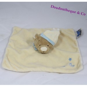 Doudou plat ours NOUKIE'S beige lune étoile bleu