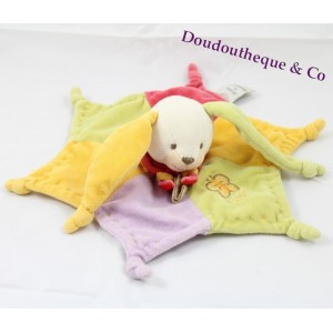 Doudou conejo plano DOUDOU Y COMPAGNIE Arlequín Conejo amarillo verde 32 cm