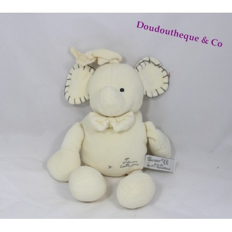 Peluche Elephant TIAMO blanc sonore 25 cm