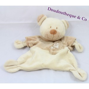 Doudou plat Ours beige NICOTOY noeud