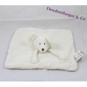 Doudou flache Maus OBAIBI weiße Sterne rosa Puppe 27 cm