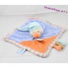 Flat cuddly toy Duck NATTOU Les Z'amis puppet blue orange 27 cm