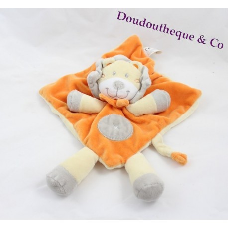 Doudou plat lion NICOTOY orange et gris Doudou plat lion NICOTOY orange et gris