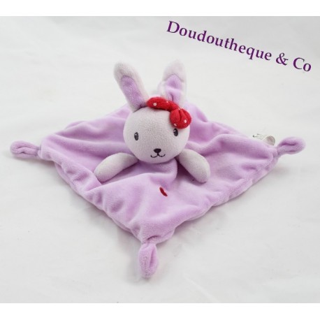 Doudou rabbit NICOTOY square dish purple with hearts