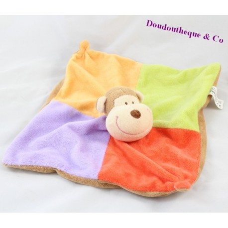 Doudou flach Affe ZEEMAN grün rot orange lila Doudou flach Affe ZEEMAN grün rot orange lila