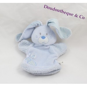 Doudou lapin BERLINGOT marionnette bleu 19 cm