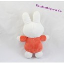 Peluche lapin Miffy grelot blanc tenue orange 25 cm