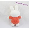 Peluche lapin Miffy grelot blanc tenue orange 25 cm