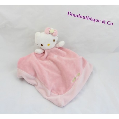 Doudou Plat marionnette Couverture HELLO KITTY rose