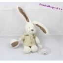 Doudou of activity rabbit POMMETTE white and brown 20cm