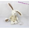 Doudou of activity rabbit POMMETTE white and brown 20cm