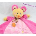 Doudou flat mouse words of children pink Rhombus Leclerc 45 cm embroideries