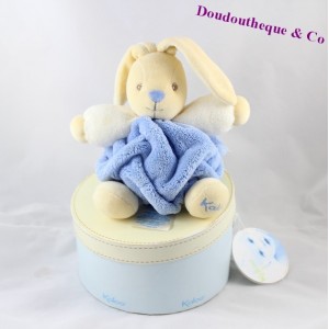 Doudou Lapin KALOO collection Plume bleu indigo boule 20 cm