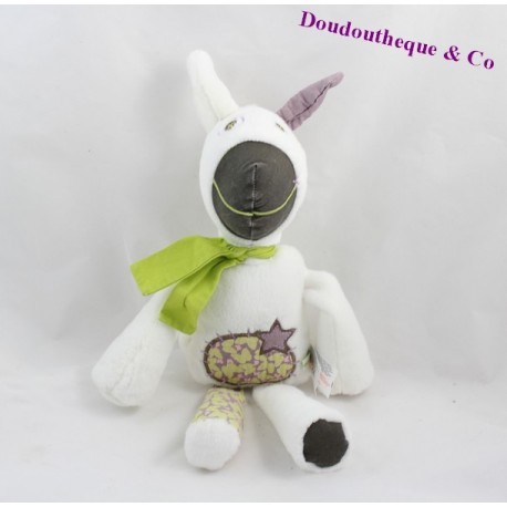 Doudou âne VERTBAUDET papillon étoile blanc 34 cm