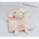 Decke flache Puppe Kaninchen KALOO Lilirose rosa beige quadratische Kronenblume
