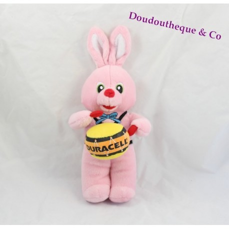 Plüschhase DURACELL gelbe Trommel rosa Kaninchen 30 cm Plüschhase DURACELL gelbe Trommel rosa Kaninchen 30 cm