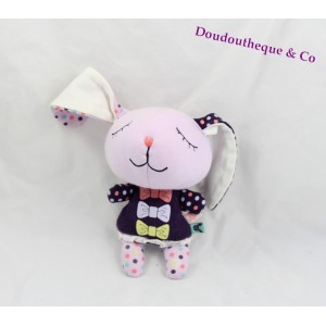 Kaninchen Kuscheltier WEIZENKORN lila rosa Polka Dots Schleife 19 cm