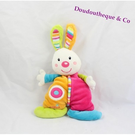 Doudou plat Ours BABYSUN doudou à dentition carrés de couleurs grelot Doudou plat Ours BABYSUN doudou à dentition carrés de couleurs grelot