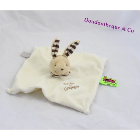 Doudou plat Lapin Tatoo DOUDOU ET COMPAGNIE Mini doudou coloré lapin gris