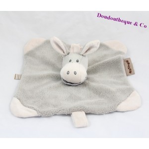 Doudou flat donkey NATTOU Cappuccino white grey 26 cm