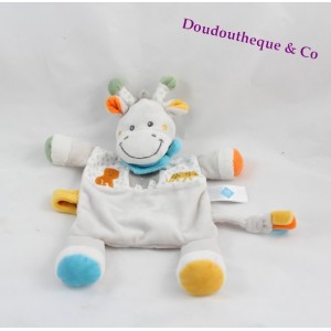 Doudou Giraffe flache TEX BABY blau grauen Schal Kreuzung 28 cm