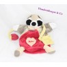 Doudou puppet Isidro Raccoon DOUDOU ET COMPAGNIE red bag